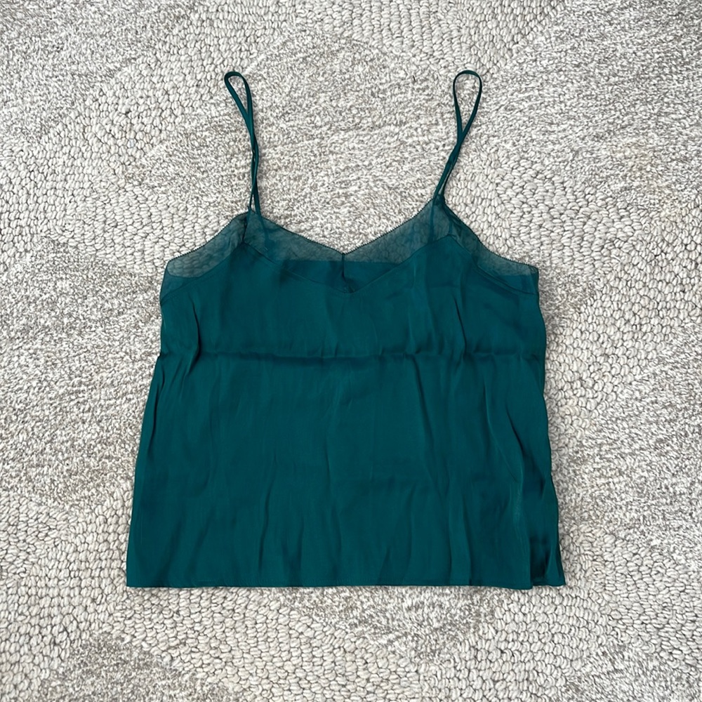Emerald blouse with sheer detailing